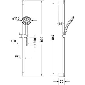 Duravit Shower Set 90 cm with Hand Shower 3jet 11 cm MinusFlow - Shower Set Duravit Shower Set 90 cm with Hand Shower 3jet 11 cm MinusFlow - Shower Set