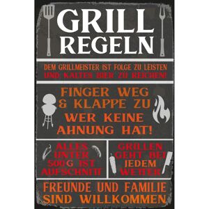 QUEENCE - Grillregeln - Rot - 20x30 cm - Metal wall art QUEENCE - Grillregeln - Rot - 20x30 cm - Metal wall art