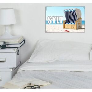 QUEENCE - Sylter Strandkorb - 45x30 cm - Metall-Wandkunst QUEENCE - Sylter Strandkorb - 45x30 cm - Metall-Wandkunst
