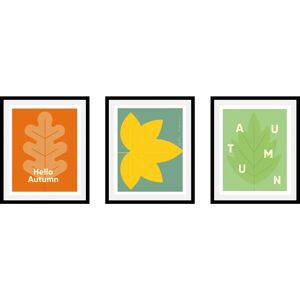 QUEENCE Set Autumn Wandbild - 3 Gerahmte Bilder 30x40cm QUEENCE Set Autumn Wandbild - 3 Gerahmte Bilder 30x40cm