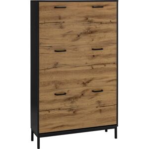 Places of Style Rocco Schuhschrank - 3-türig, Schwarz, 80x25x140 cm Places of Style Rocco Schuhschrank - 3-türig, Schwarz, 80x25x140 cm