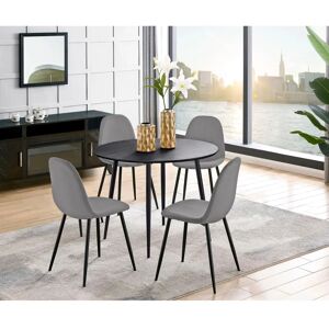 Leonique Eadwine Rundes Esszimmer-Set - FSC Velours Stühle Leonique Eadwine Rundes Esszimmer-Set - FSC Velours Stühle
