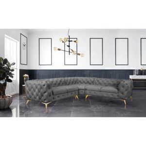 Leonique Glynis Samtoptik L-Form Chesterfield Sofa Leonique Glynis Samtoptik L-Form Chesterfield Sofa
