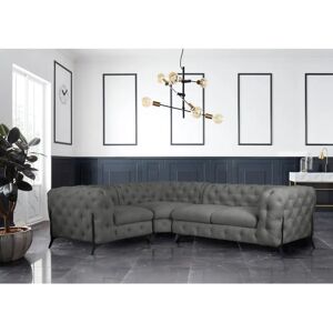 Leonique Amaury L-Form Chesterfield Grau Sofa Leonique Amaury L-Form Chesterfield Grau Sofa