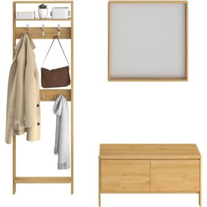 HOME AFFAIRE Luven Beiges Massivholz-Garderoben-Set - Kastenmöbel-Sets HOME AFFAIRE Luven Beiges Massivholz-Garderoben-Set - Kastenmöbel-Sets