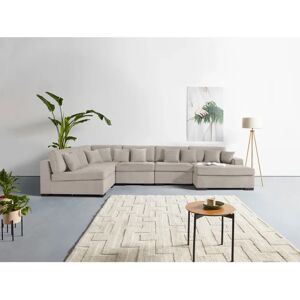 Guido Maria Kretschmer U-Form Wohnzimmersofa - Beiger Samtvelours Guido Maria Kretschmer U-Form Wohnzimmersofa - Beiger Samtvelours