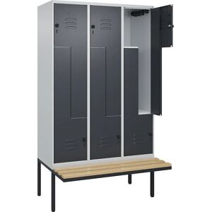 C+P Schrank mit Bank - 3 Fächer - Grau C+P Schrank mit Bank - 3 Fächer - Grau