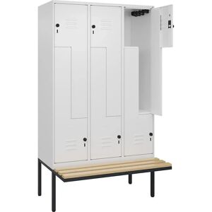C+P Classic PLUS Schließfach mit Bank - 3 Fächer, Weiß C+P Classic PLUS Schließfach mit Bank - 3 Fächer, Weiß