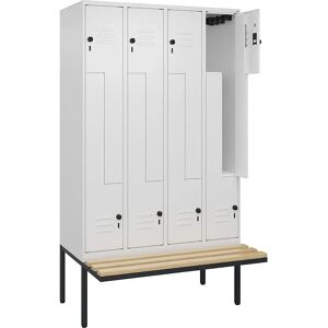 C+P Stahlschrank mit Bank - 4 Fächer - Weiß Verkehr - Classic Plus C+P Stahlschrank mit Bank - 4 Fächer - Weiß Verkehr - Classic Plus