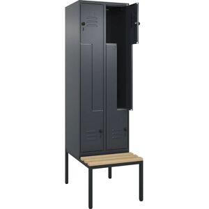 C+P Stahlschrank Z Classic PLUS mit Bank, 2 Fächer, Grau - Schranktyp C+P Stahlschrank Z Classic PLUS mit Bank, 2 Fächer, Grau - Schranktyp