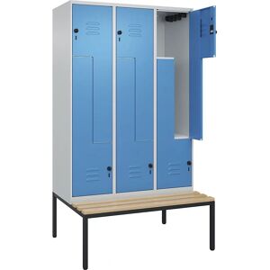 C+P Schrank Z Classic PLUS mit Bank - 3 Fächer, Hellgrau / Blau C+P Schrank Z Classic PLUS mit Bank - 3 Fächer, Hellgrau / Blau