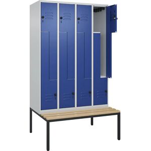 C+P Kleiderschrank mit Bank - 4 Fächer - Grau/Blau C+P Kleiderschrank mit Bank - 4 Fächer - Grau/Blau