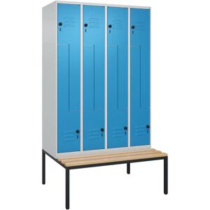 C+P Schrank Z Classic PLUS mit Bank - 4 Fächer - Hellgrau / Hellblau - 1200mm C+P Schrank Z Classic PLUS mit Bank - 4 Fächer - Hellgrau / Hellblau - 1200mm