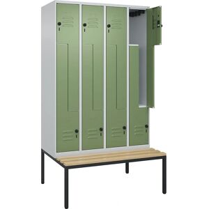 C+P Schließfach Z Classic PLUS mit Bank - 4 Fächer - Grau & Reseda C+P Schließfach Z Classic PLUS mit Bank - 4 Fächer - Grau & Reseda