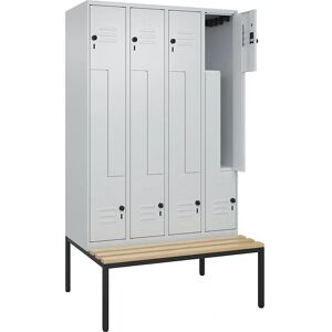 C+P Schließfach Z Classic PLUS mit Bank, 4 Fächer, hellgrau - Schließfachtyp C+P Schließfach Z Classic PLUS mit Bank, 4 Fächer, hellgrau - Schließfachtyp