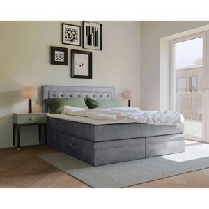 Leonique Julien - Graues Boxspringbett mit Stauraum Leonique Julien - Graues Boxspringbett mit Stauraum