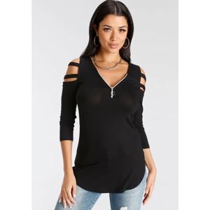 MELROSE Damen Schwarz 3/4-Ärmel Jersey-Shirt - Oberteil MELROSE Damen Schwarz 3/4-Ärmel Jersey-Shirt - Oberteil