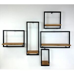 Andas Londan Wandregal - Skandinavisches Design, Natur Eiche, Schwarz Metall, 50cm Andas Londan Wandregal - Skandinavisches Design, Natur Eiche, Schwarz Metall, 50cm