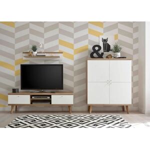 Andas Nordic Wohnwand mit Holzoptik - Wohnzimmermöbel Andas Nordic Wohnwand mit Holzoptik - Wohnzimmermöbel