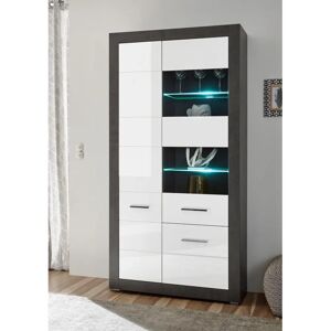 INOSIGN Etero Vitrine - Dunkel Konkre / Weiß MDF Hochglanz - 198cm INOSIGN Etero Vitrine - Dunkel Konkre / Weiß MDF Hochglanz - 198cm