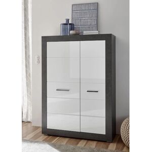 INOSIGN Etero Stauraumschrank - 100cm Dunkel Beton & Weiß MDF Hochglanz INOSIGN Etero Stauraumschrank - 100cm Dunkel Beton & Weiß MDF Hochglanz