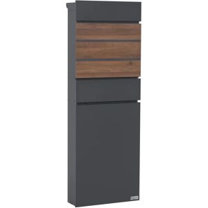 Zelsius - Buzón con compartimento para periódicos - Antracita (RAL7016) aspecto madera - Buzón Zelsius - Buzón con compartimento para periódicos - Antracita (RAL7016) aspecto madera - Buzón