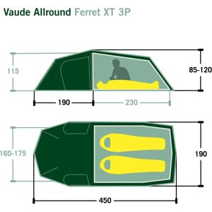 Vaude Allround Ferret XT 3P teltti - Kevyt, Kierrätetty, 3 Henkilöä Vaude Allround Ferret XT 3P teltti - Kevyt, Kierrätetty, 3 Henkilöä