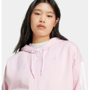 Adidas Women Hooded Essentials 3-Stripes Fleece - CLPINK/WHITE - XS Adidas Women Hooded Essentials 3-Stripes Fleece - CLPINK/WHITE - XS