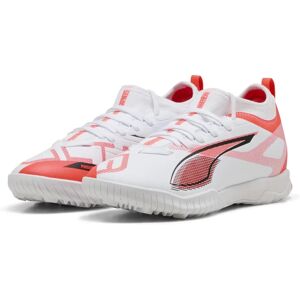 PUMA Ultra 5 MATCH TT Mid Football Shoes - Youth, White Black Glowing Red PUMA Ultra 5 MATCH TT Mid Football Shoes - Youth, White Black Glowing Red