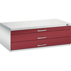 C+P Aufbewahrungsschrank - A1 Planschrank - 3 Schubladen - Hellgrau / Rubinrot C+P Aufbewahrungsschrank - A1 Planschrank - 3 Schubladen - Hellgrau / Rubinrot