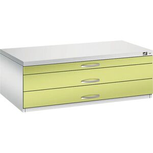 C+P Stahlplan-Schrank - 3 Schubladen DIN A1 - Hellgrau / Pistazie C+P Stahlplan-Schrank - 3 Schubladen DIN A1 - Hellgrau / Pistazie