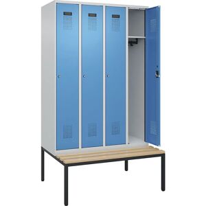 Armoire Evolo PLUS avec banc - 4 sections, gris/bleu Armoire Evolo PLUS avec banc - 4 sections, gris/bleu
