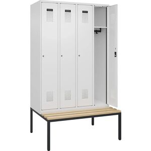 KaiserKraft Evolo PLUS Schrank mit Bank - 4 Abteilungen, weiß, 1200mm, Zylinderschloss KaiserKraft Evolo PLUS Schrank mit Bank - 4 Abteilungen, weiß, 1200mm, Zylinderschloss