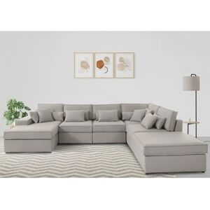 Raum.ID Florid U-Form Sofa - Modular, Beige, 6 Kissen Raum.ID Florid U-Form Sofa - Modular, Beige, 6 Kissen