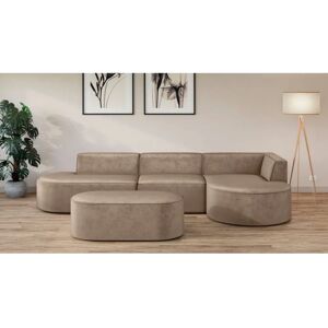 Andas EIVIND Taupe Samtsofa mit Ottomane rechts - Sofa Andas EIVIND Taupe Samtsofa mit Ottomane rechts - Sofa