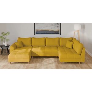 HOME AFFÄRE U-Form Sofa - Weiche Struktur, 3 Zierkissen, Made in Polen HOME AFFÄRE U-Form Sofa - Weiche Struktur, 3 Zierkissen, Made in Polen