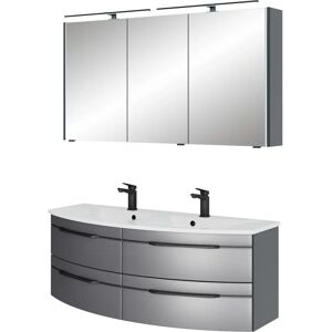 SAPHIR Badezimmer-Set - 133,2cm, Stahlgrau Metallic, 3 Türen, 4 Schubladen SAPHIR Badezimmer-Set - 133,2cm, Stahlgrau Metallic, 3 Türen, 4 Schubladen