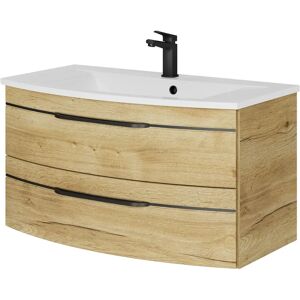SAPHIR Modell 7045 Mineralmarmor-Waschtisch und Unterschrank - Halifax Eiche quer Nachbildung SAPHIR Modell 7045 Mineralmarmor-Waschtisch und Unterschrank - Halifax Eiche quer Nachbildung