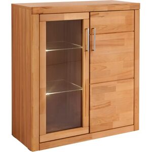 HOME AFFAIRE Beigefarbene Vitrine mit Massivholzfront - Vitrine HOME AFFAIRE Beigefarbene Vitrine mit Massivholzfront - Vitrine