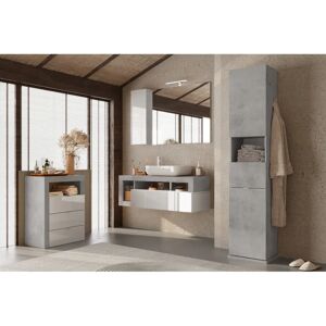 Welltime Hamburg Badschrank - 3 Schubladen, Weiß / Beton Welltime Hamburg Badschrank - 3 Schubladen, Weiß / Beton