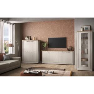 HOME AFFAIRE Landhaus Highboard - 160cm x 118cm x 44cm - Beige/Eiche Meringa NB/Eiche Cadiz NB HOME AFFAIRE Landhaus Highboard - 160cm x 118cm x 44cm - Beige/Eiche Meringa NB/Eiche Cadiz NB
