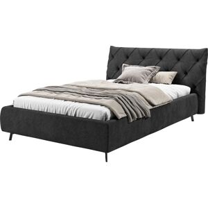 Leonique Elloree Polsterbett - 4 Breiten bis 200cm - Schwarz Leder - Betten Leonique Elloree Polsterbett - 4 Breiten bis 200cm - Schwarz Leder - Betten