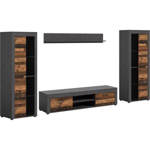 INOSIGN Aosta Modulares Wohnzimmer-Set - Grau / Altes Holz - 310cm INOSIGN Aosta Modulares Wohnzimmer-Set - Grau / Altes Holz - 310cm