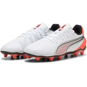 PUMA King Match FG/AG Football Shoes - Youth, White Glowing Red Black Silver PUMA King Match FG/AG Football Shoes - Youth, White Glowing Red Black Silver