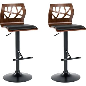 Beliani - Adjustable Black Synthetic Leather Bar Stool - Bar Stools Beliani - Adjustable Black Synthetic Leather Bar Stool - Bar Stools