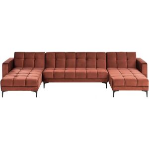 Beliani U-shaped Velvet Reclining Sofa - Sofá 5 plazas en forma de u de terciopelo capitoné respaldo reclinable 3 posiciones clic clac rojo Alnes Beliani U-shaped Velvet Reclining Sofa - Sofá 5 plazas en forma de u de terciopelo capitoné respaldo reclinable 3 posiciones clic clac rojo Alnes