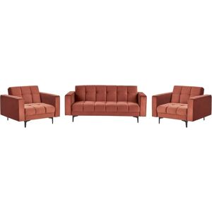 Beliani Alnes Velvet 5-Seater Red Sofa Set with Recliners Beliani Alnes Velvet 5-Seater Red Sofa Set with Recliners