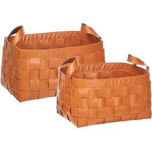 Beliani Sippar Handmade Synthetic Leather Storage Baskets Set of 2 - Storage Baskets Beliani Sippar Handmade Synthetic Leather Storage Baskets Set of 2 - Storage Baskets