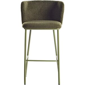 Beliani - Modern Green Bouclé Bar Stools Set of 2 Beliani - Modern Green Bouclé Bar Stools Set of 2