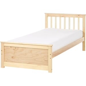 Beliani Pine Wood Minimalist Bed - Light Wood - Bed Beliani Pine Wood Minimalist Bed - Light Wood - Bed